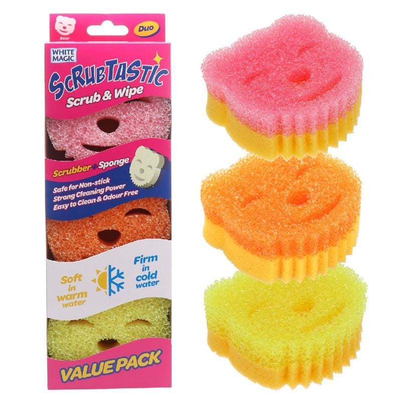 White Magic – Scrubtastic Scrub & Wipe Sponge Duo Pack of 3