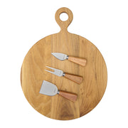 Peer Sorensen 4 Piece Cheese Knife and Round Board Set 41x32x1.9cm Teak