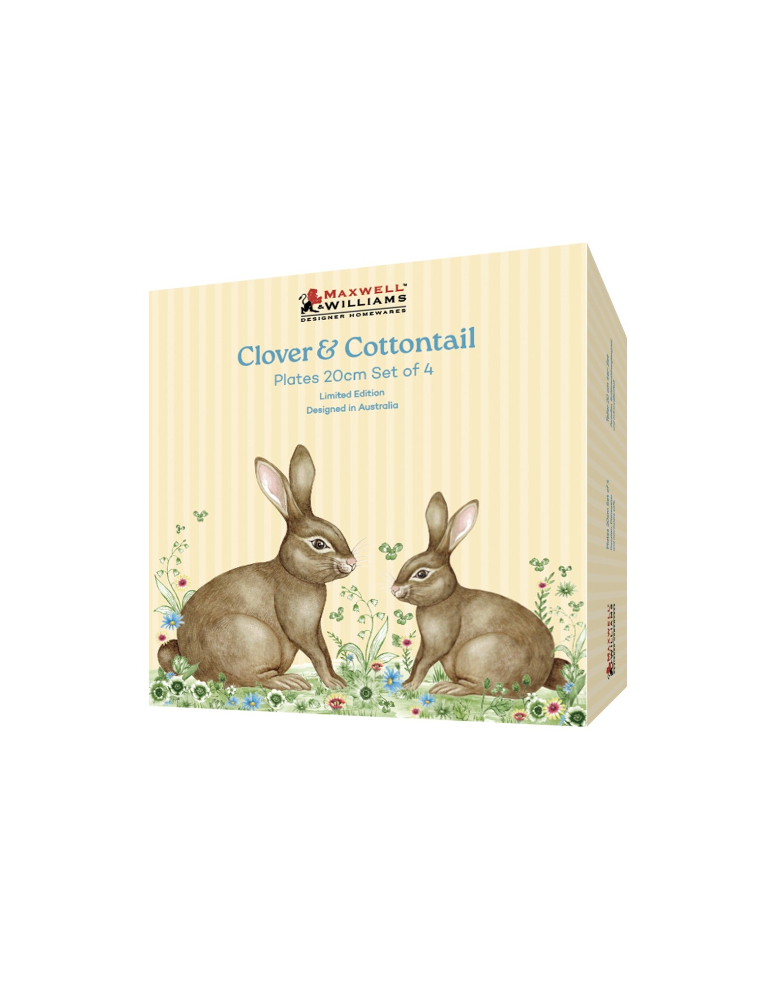 Maxwell & Williams Clover & Cottontail Set of 4 Plates 20cm Assorted Gift Boxed
