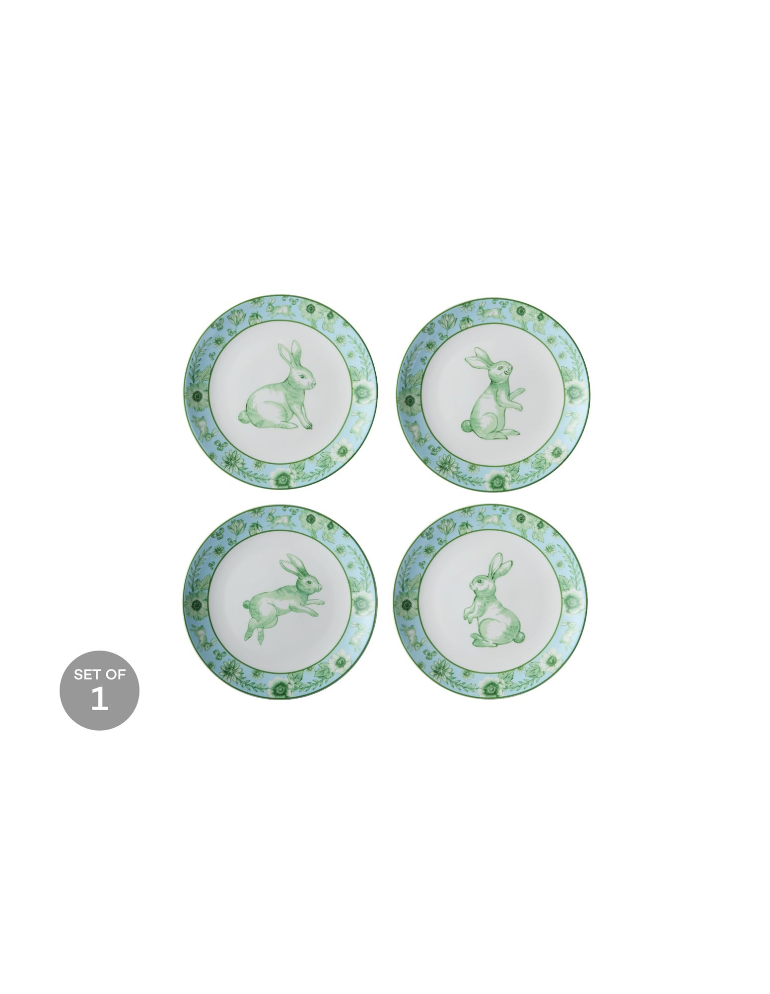 Maxwell & Williams Clover & Cottontail Set of 4 Plates 20cm Assorted Gift Boxed