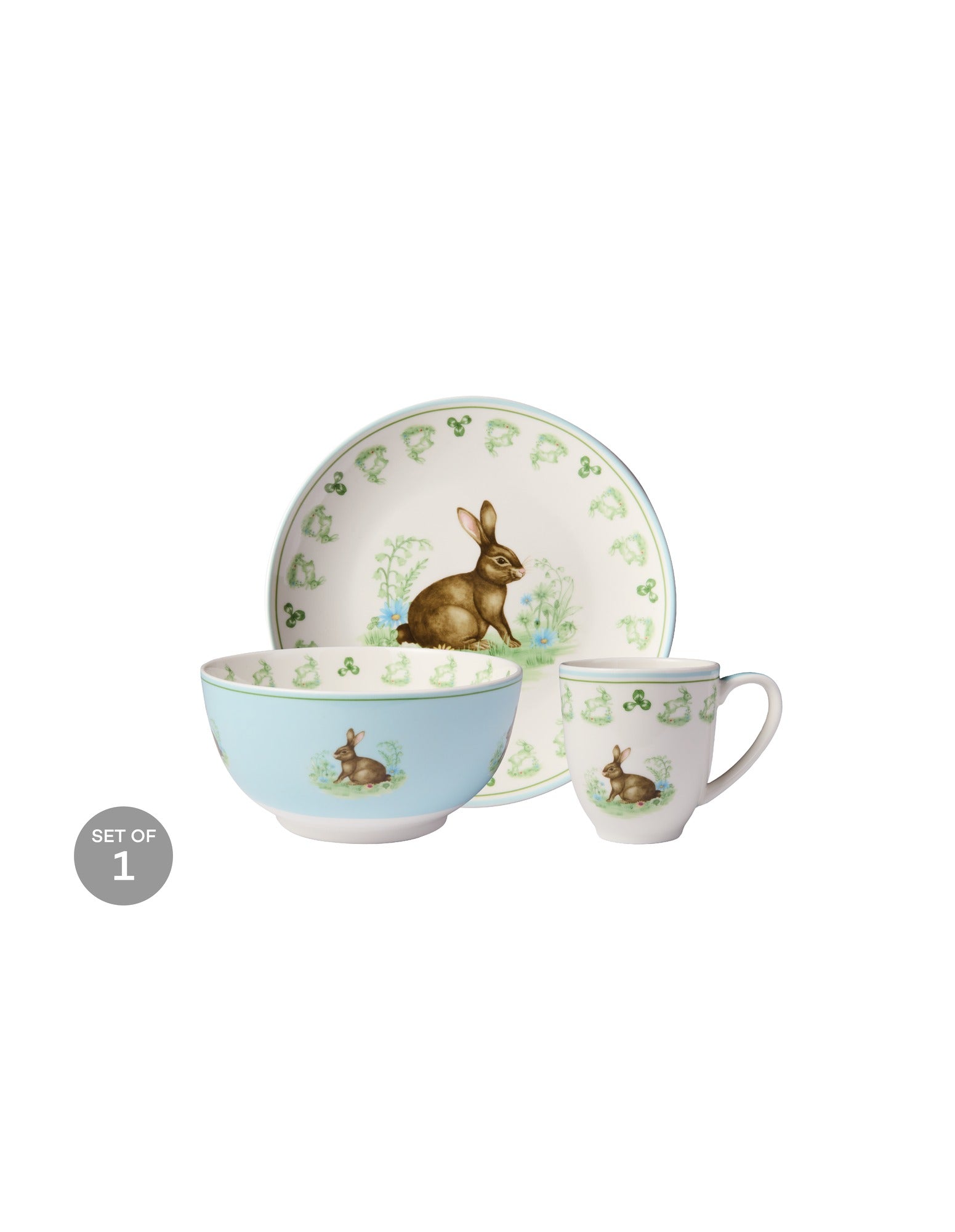 Maxwell & Williams Clover & Cottontail Children's 3pc Dinner Set Bunny Gift Boxed