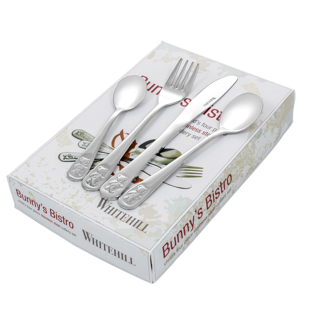 Whitehill Baby Stainless Steel Teddy's Table Child's 4 Piece Cutlery Set