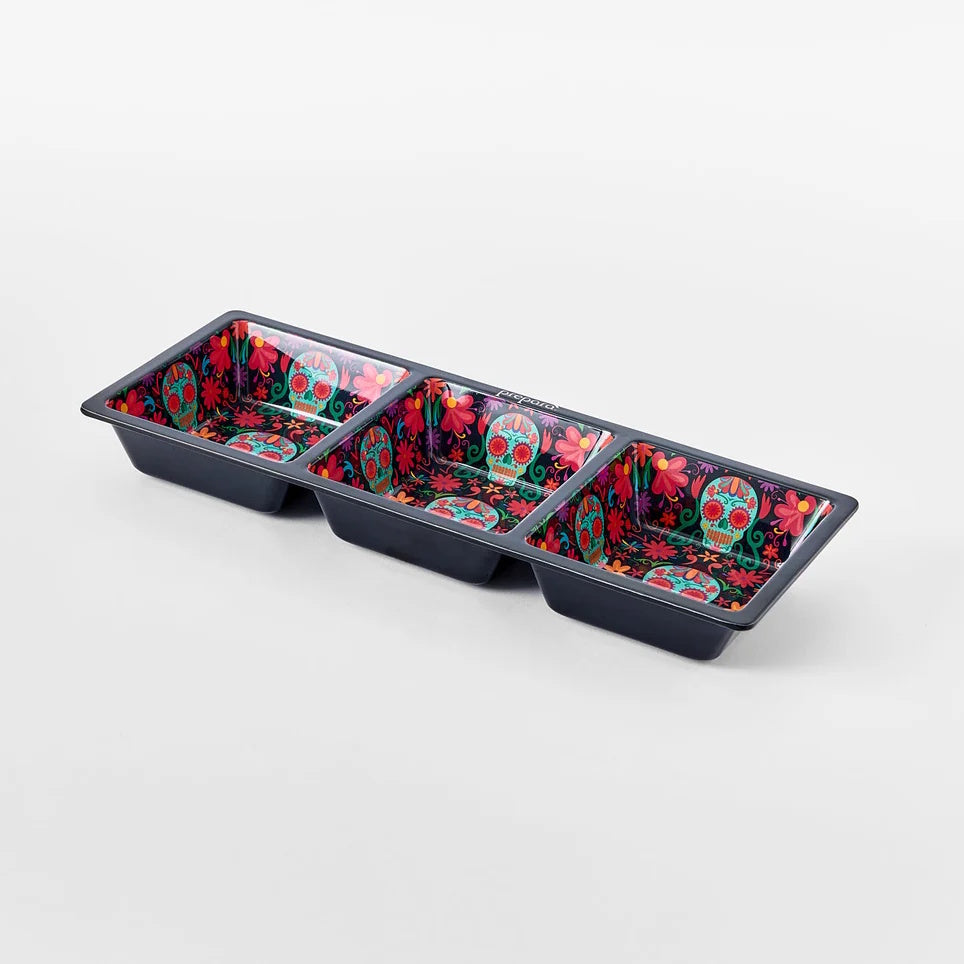 Prepara 3 Section Taco Topping Tray Day of the Dead Edition