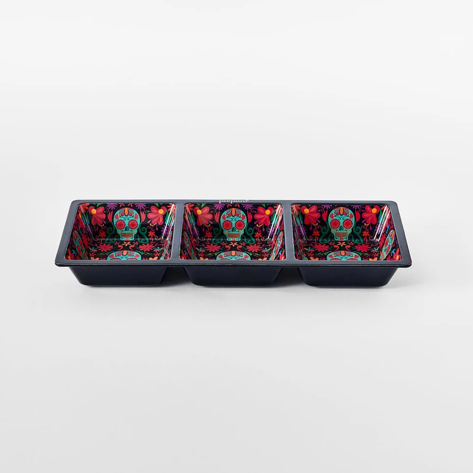 Prepara 3 Section Taco Topping Tray Day of the Dead Edition