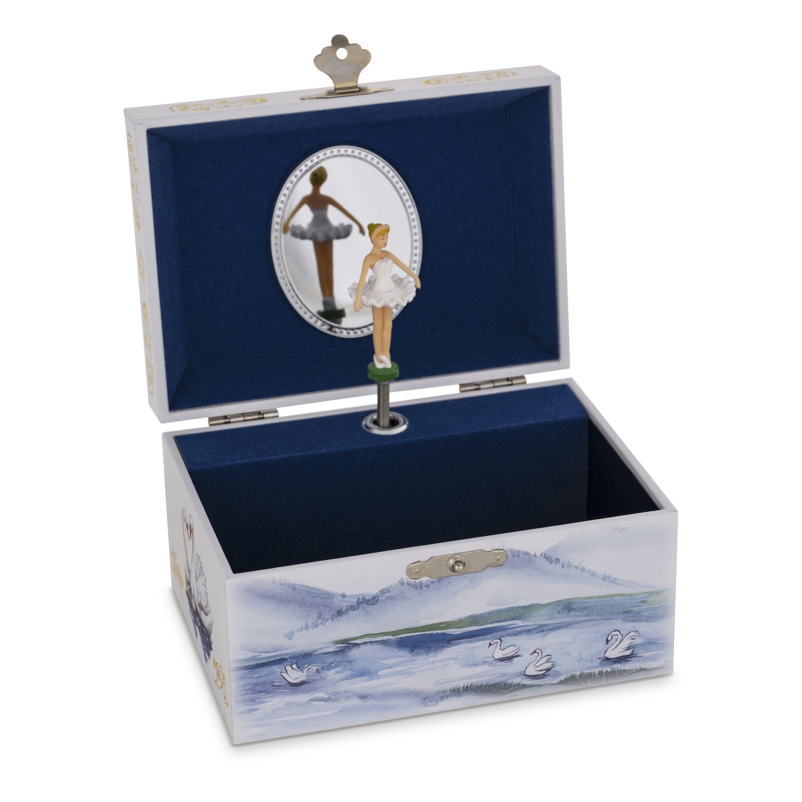Russell Collection Giftware - Music Box Ballerina Odile White 14.8x10.6x8.4cm
