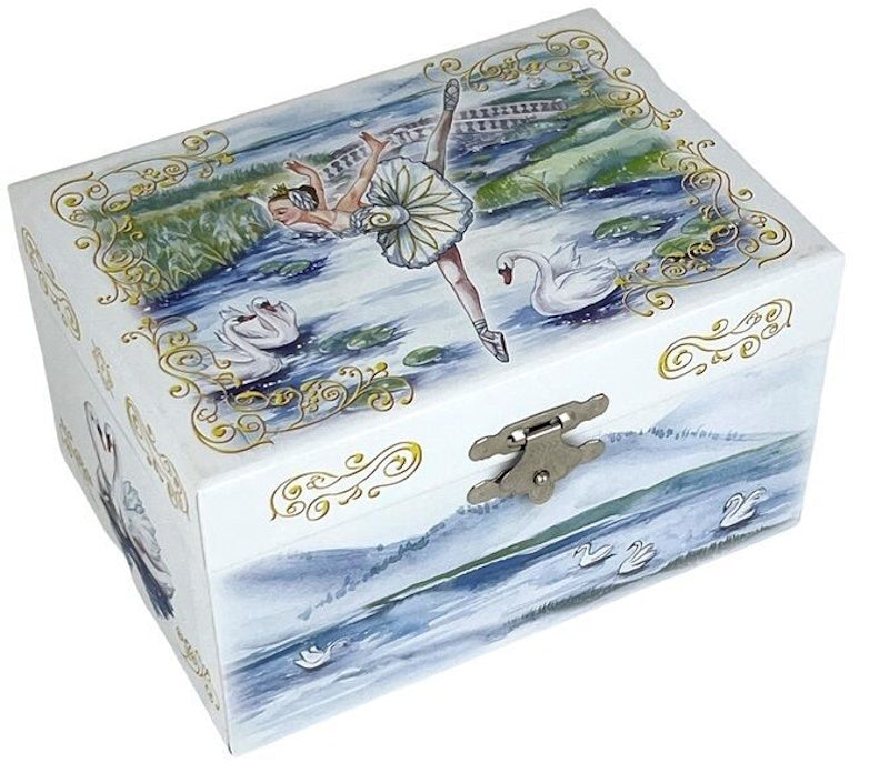 Russell Collection Giftware - Music Box Ballerina Odile White 14.8x10.6x8.4cm