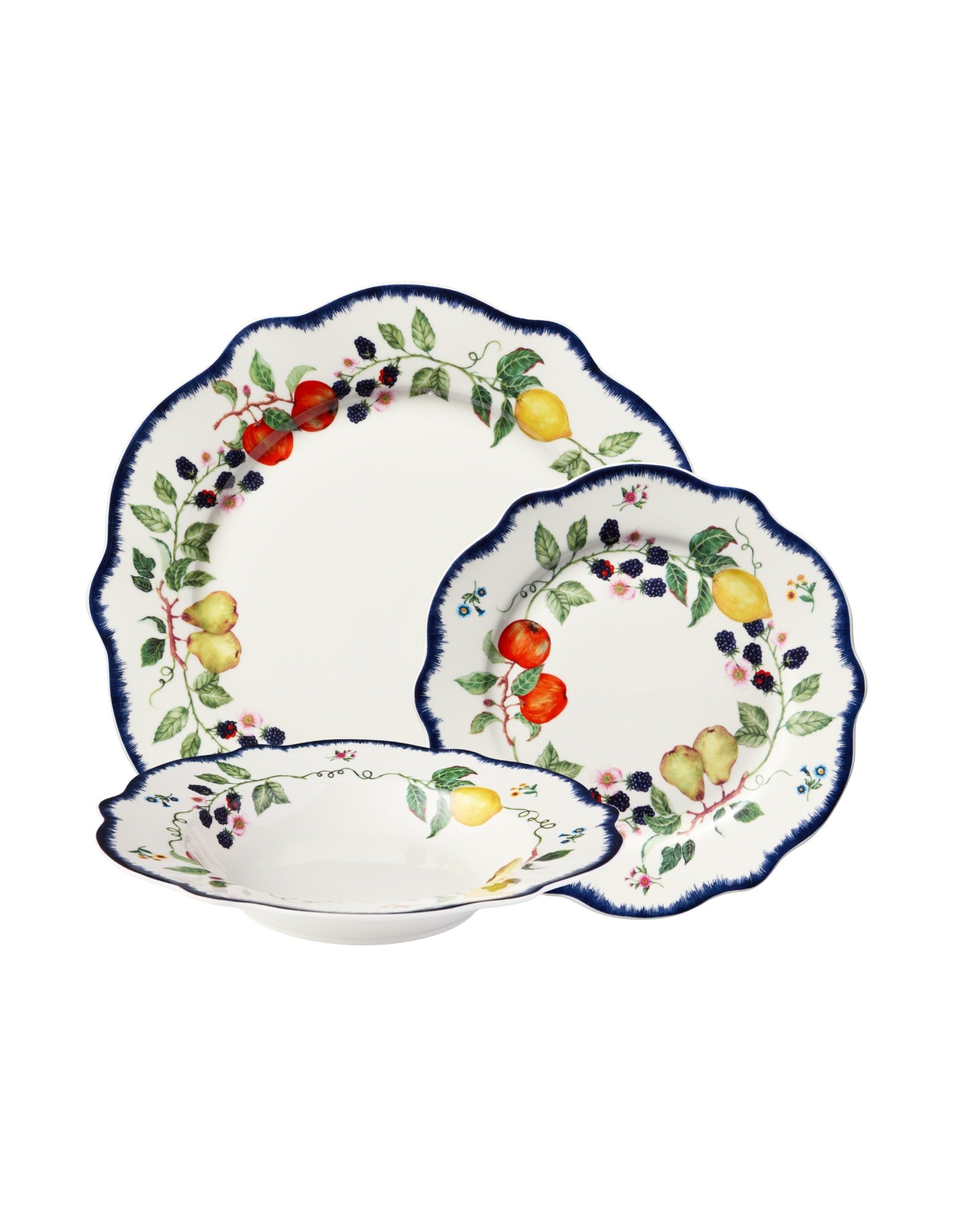 Casa Domani Frutta Scallop Rim Dinner Set 12pc Gift Boxed