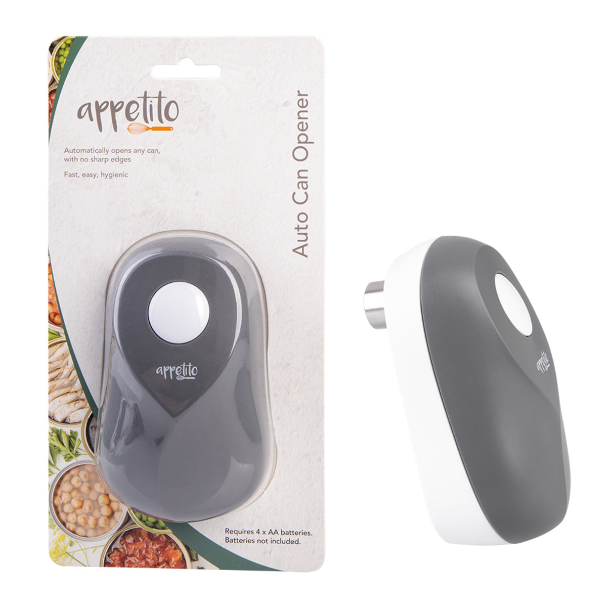 Appetito Auto Safety Can Opener - Charcoal/white