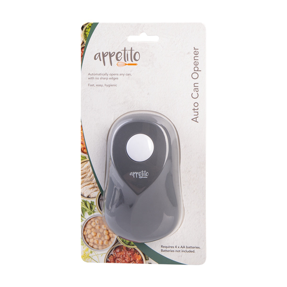 Appetito Auto Safety Can Opener - Charcoal/white