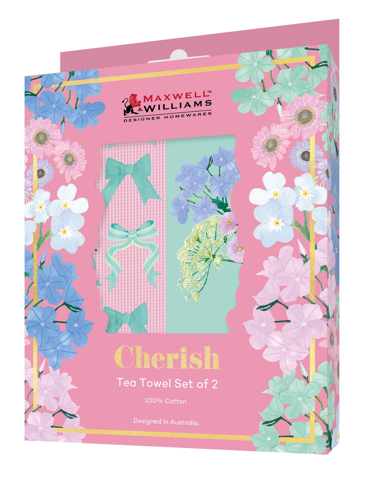Maxwell & Williams Cherish Tea Towel Set of 2 50x70cm Assorted Gift Boxed