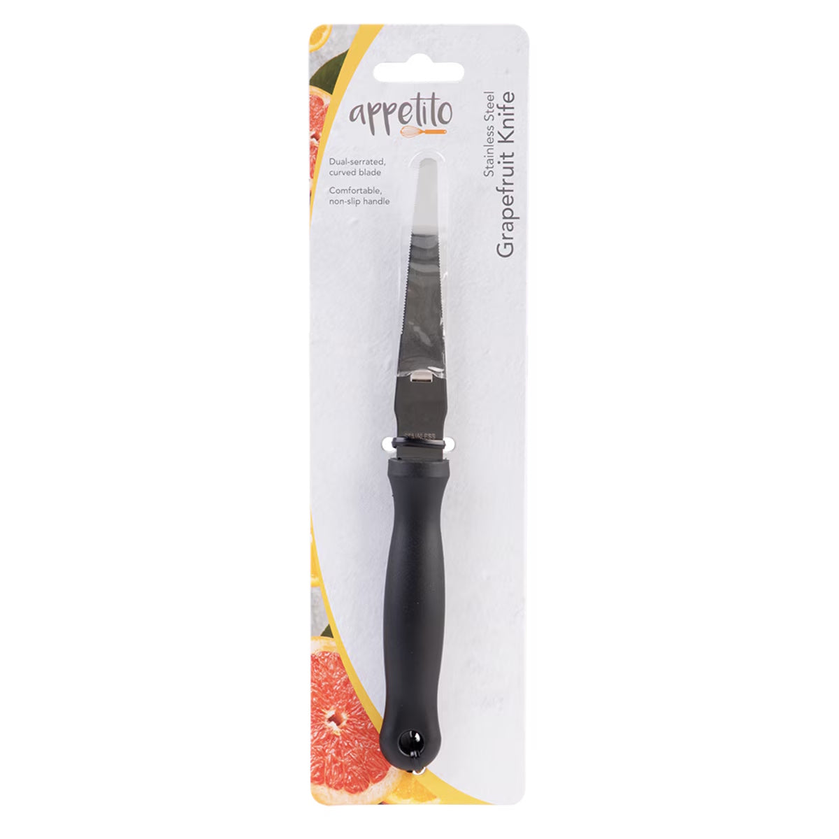 Appetito Stainless Steel Grapefruit Knife W/ Black Handle