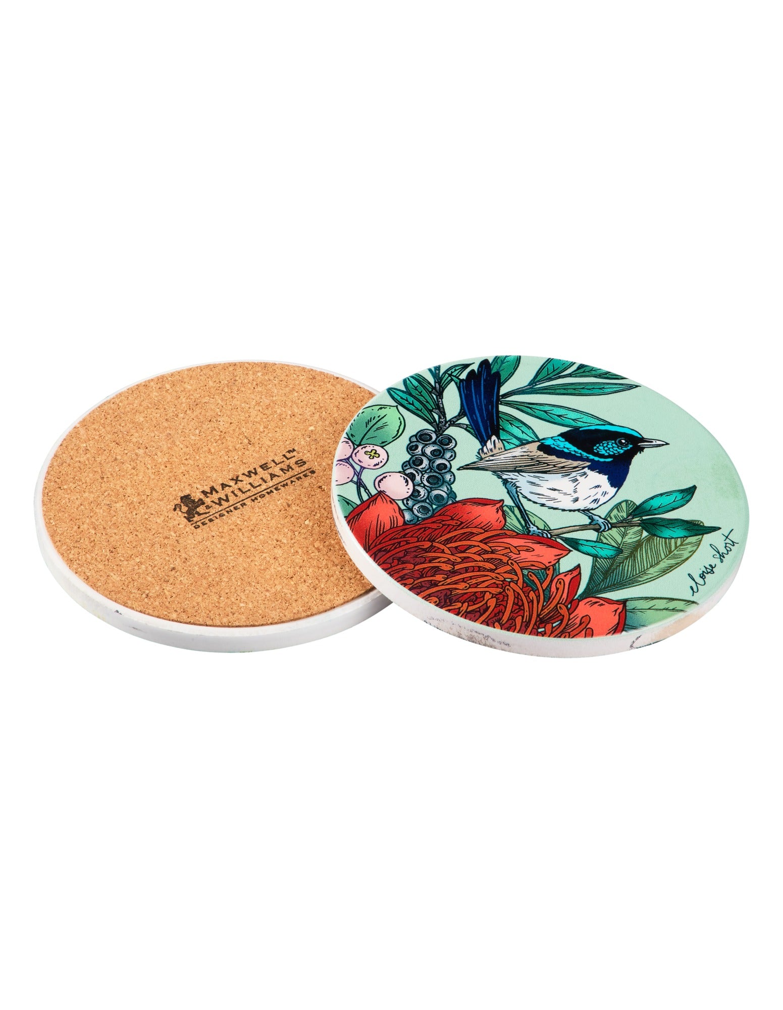 Maxwell & Williams Eloise Short Native Grace Ceramic Coaster 10cm Set of 4 Assorted Gift Boxed