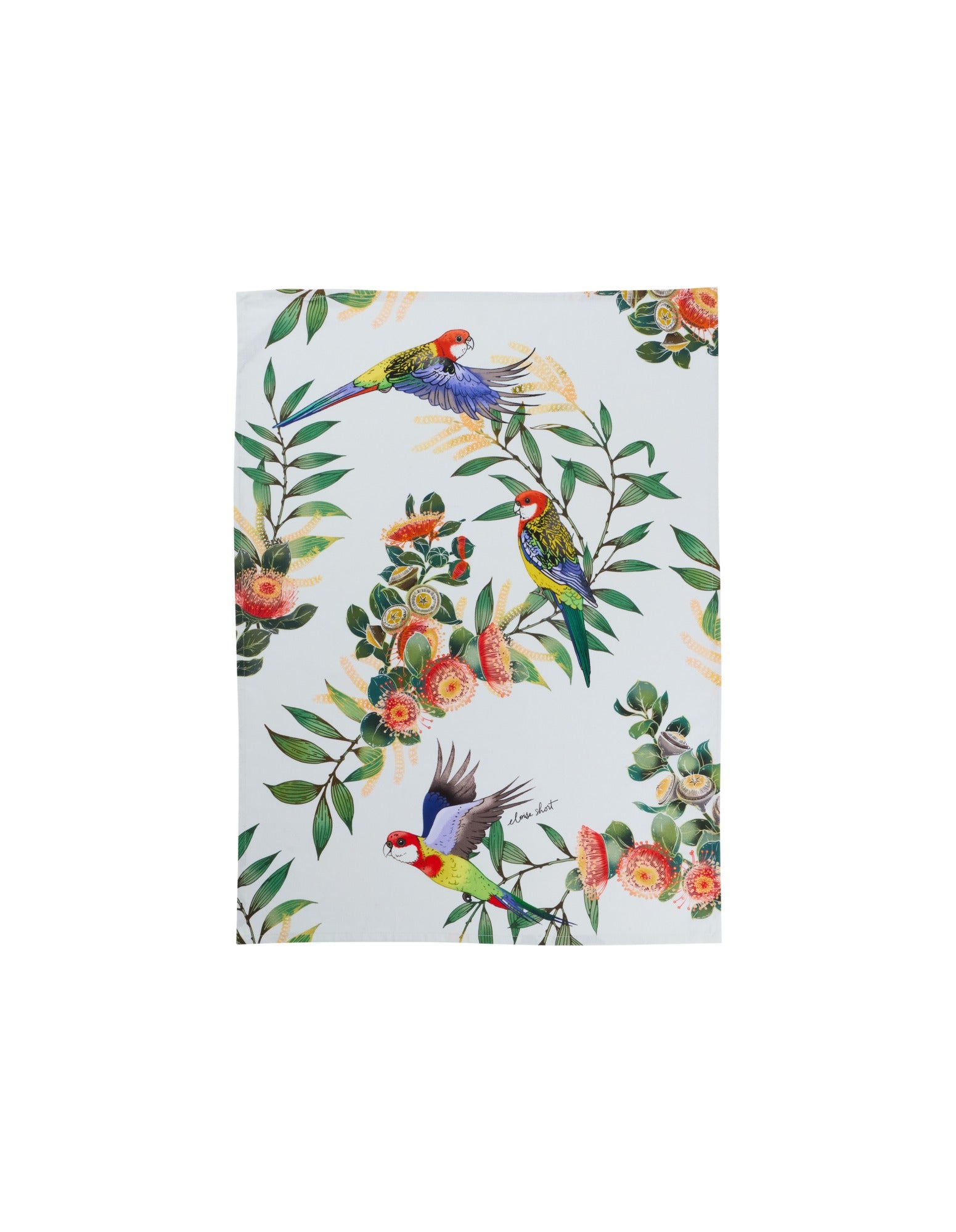 Maxwell & Williams Eloise Short Native Grace Eastern Rosella Tea Towel 50x70cm