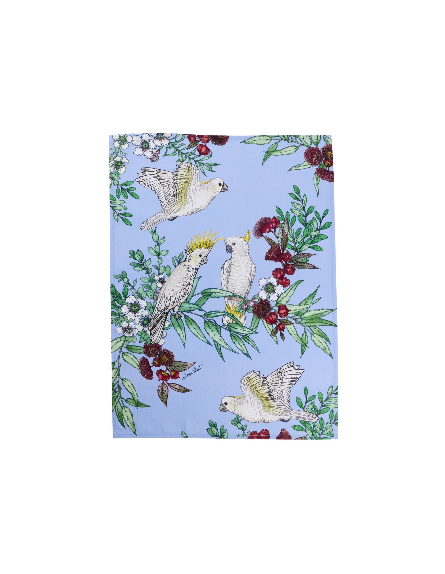 Maxwell & Williams Eloise Short Native Grace Yellow Crested Cockatoo Tea Towel 50x70cm