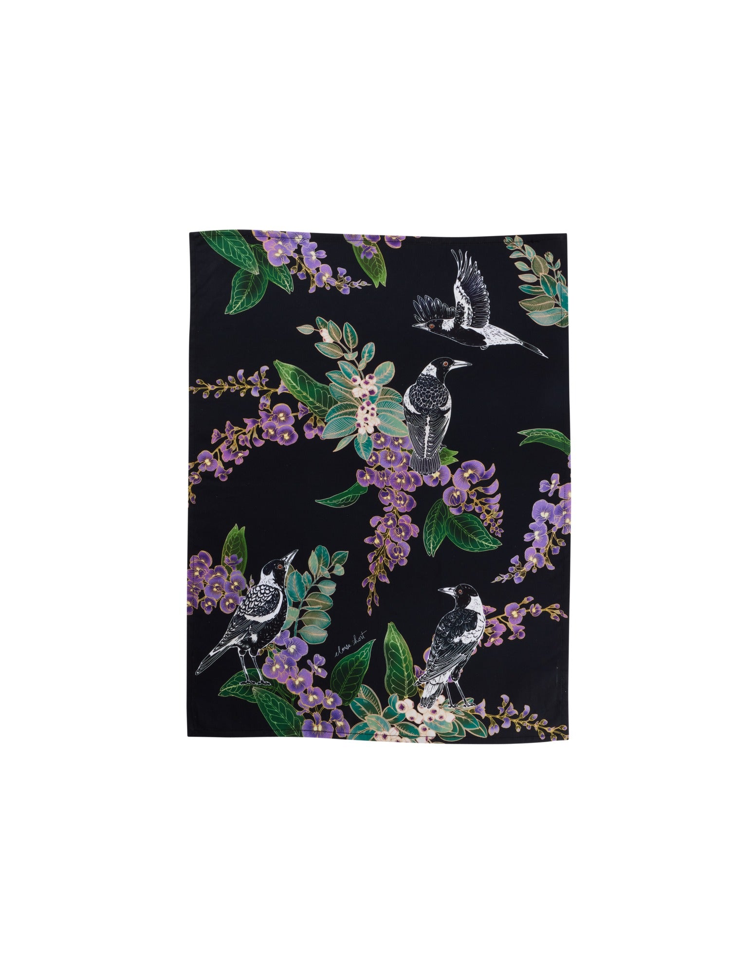 Maxwell & Williams Eloise Short Native Grace Magpie Tea Towel 50x70cm