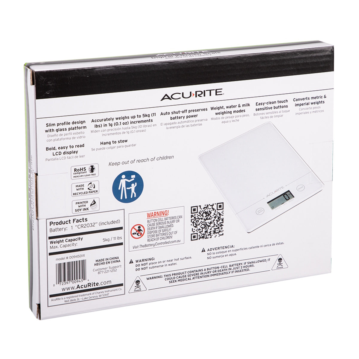 Acurite Slimline Digital Scale 1g/5kg White