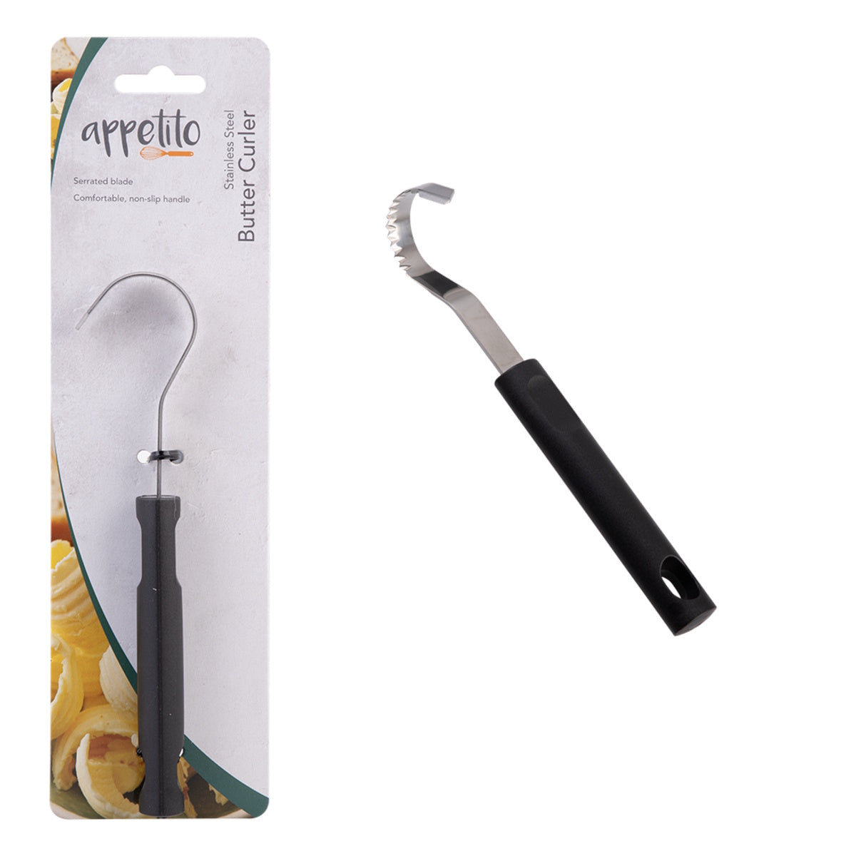Appetito Stainless Steel Butter Curler W/ Black Handle