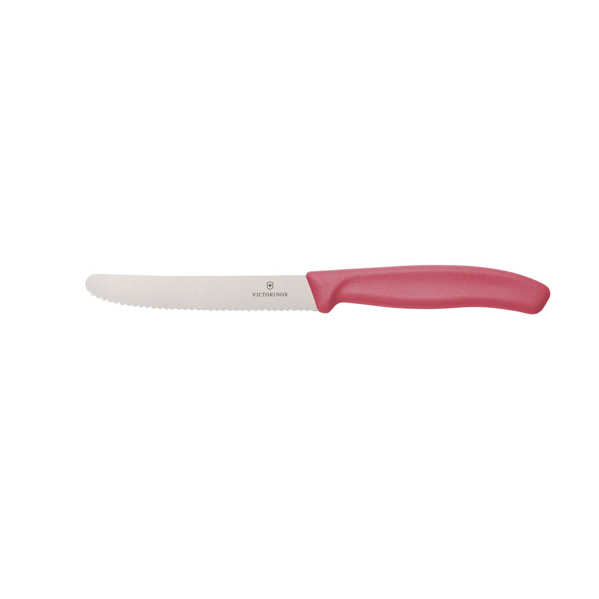 Victorinox Steak and Tomato Knife Round Tip Wavy Edge 11cm - Raspberry Sorbet