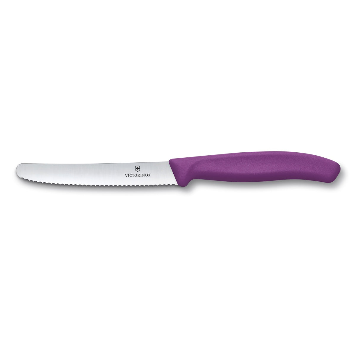 Victorinox Steak and Tomato Knife Round Tip Wavy Edge 11cm - Purple