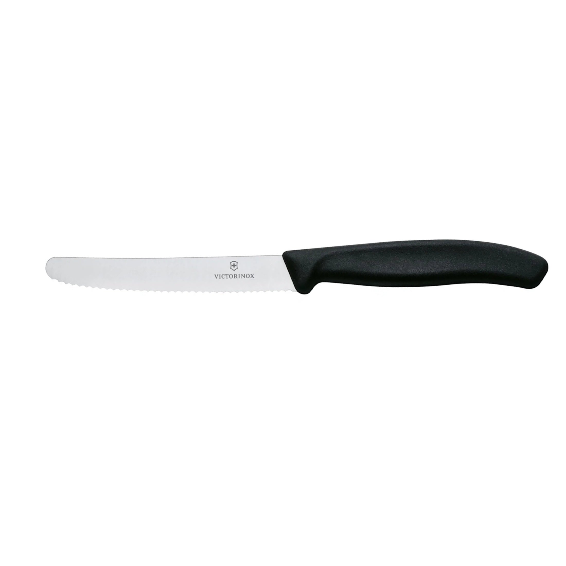 Victorinox Steak and Tomato Knife Round Tip Wavy Edge 11cm - Black