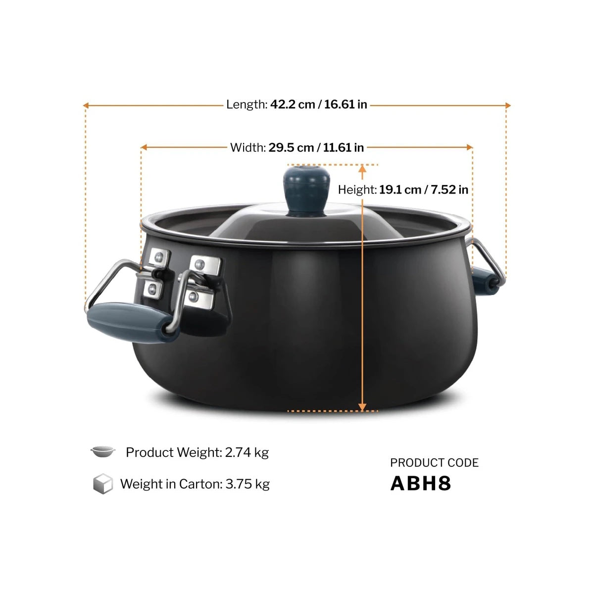 Hawkins Futura HA Biryani Handi w/Lid 8L - ABH8