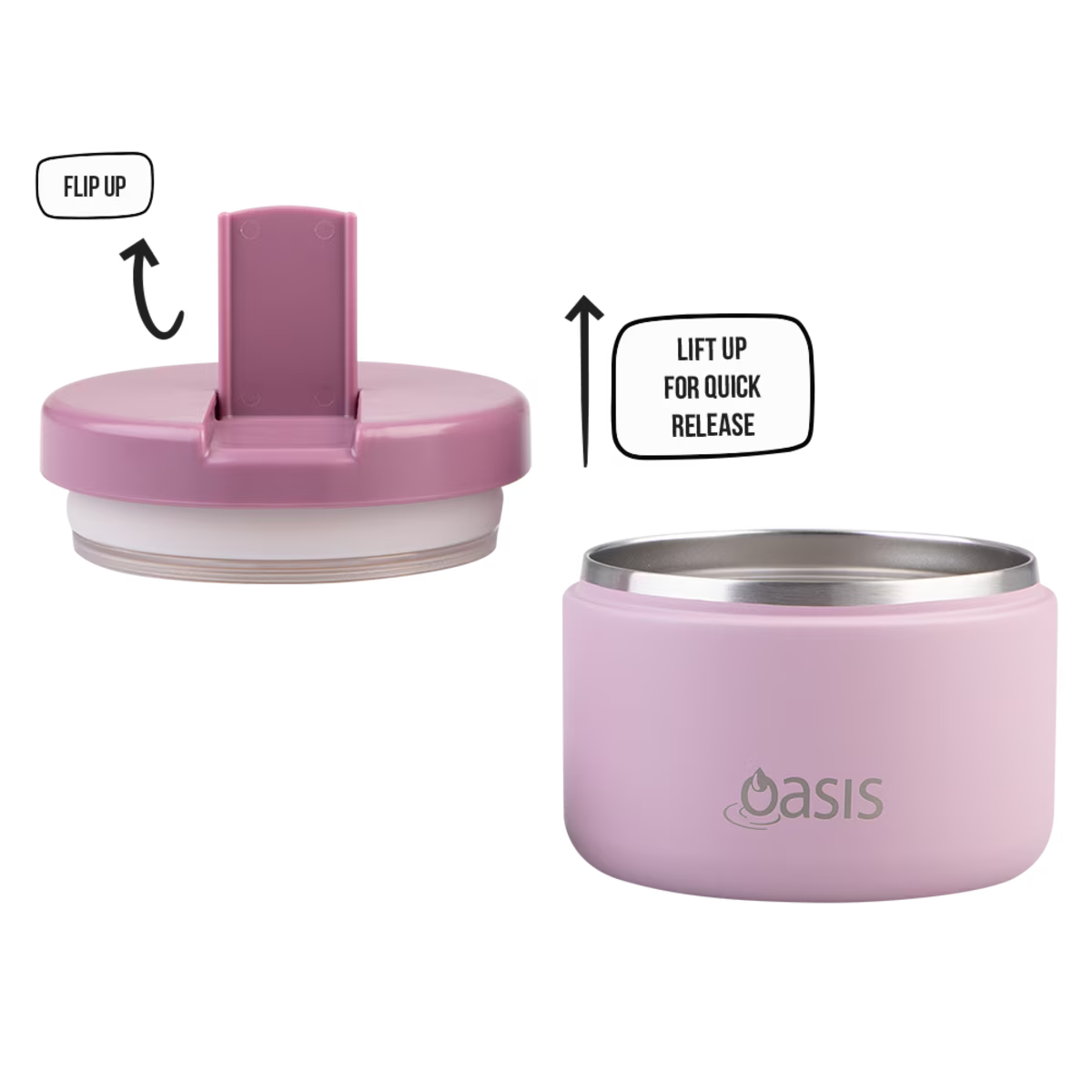 Oasis S/S Double Wall Ins Food Flask w Quick Release Lid 300ml (Blush)