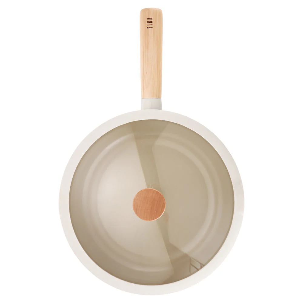 Neoflam Fika 30cm Wok Induction with silicone rim glass lid