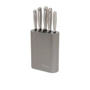 Stanley Rogers 6pc Oval Vertical Metallic Knife Block Set Pewter