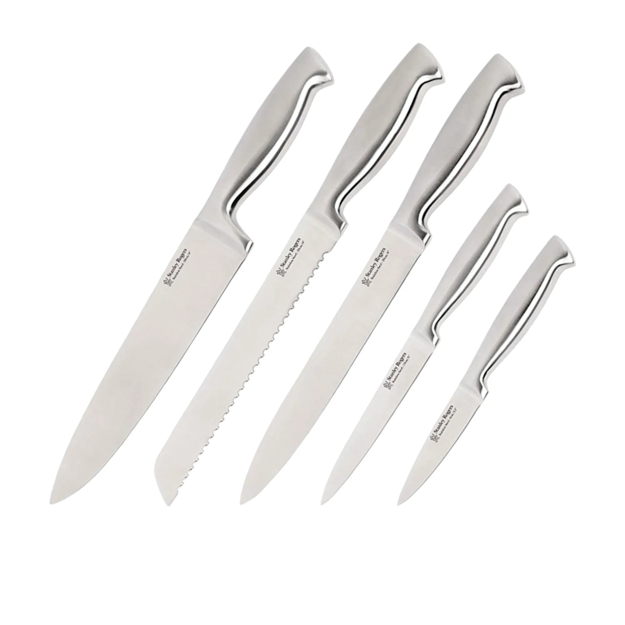 Stanley Rogers 6pc Oval Vertical Metallic Knife Block Set Pewter
