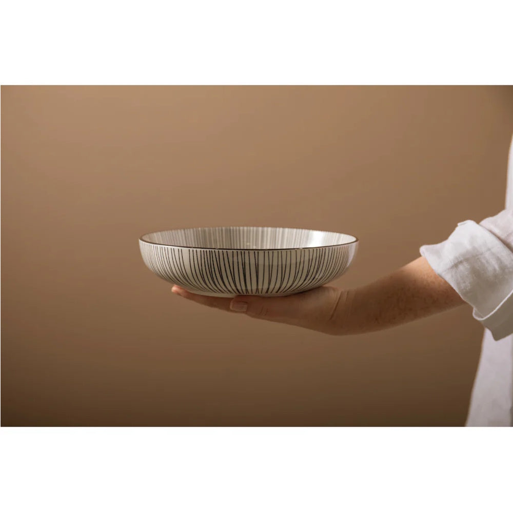 Mikasa Ceramic Bowl 21cm BLACK STRIPE Clay - Stoneware