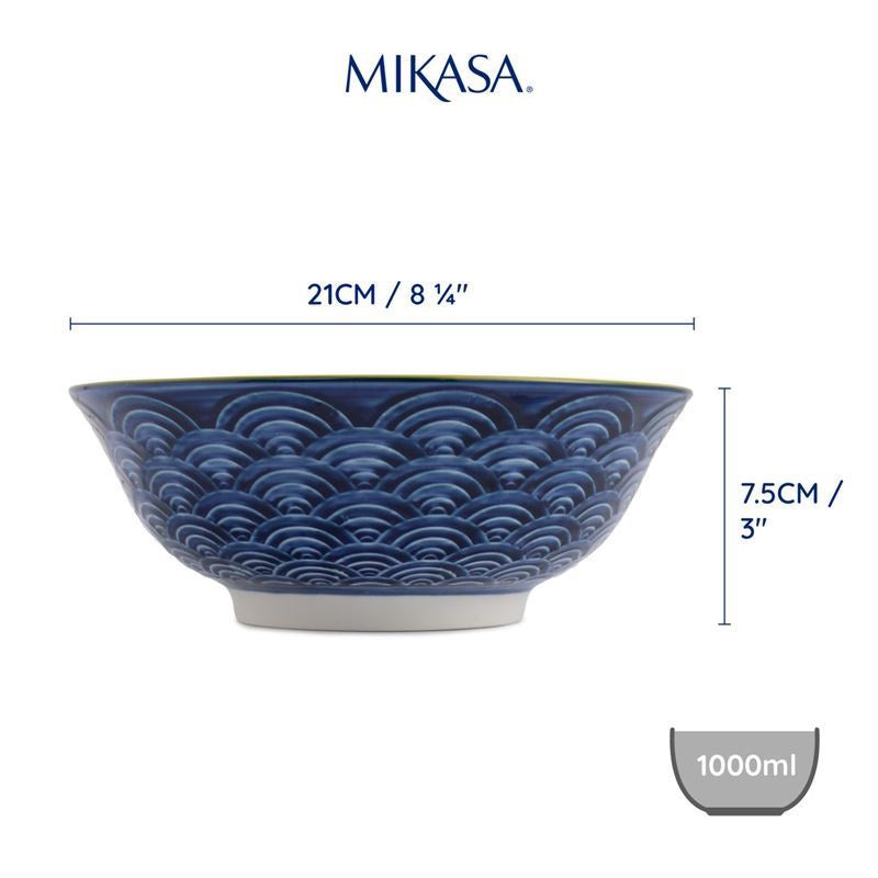 Mikasa – Ramen Noodle Bowl 21x7cm Blue Red Arc