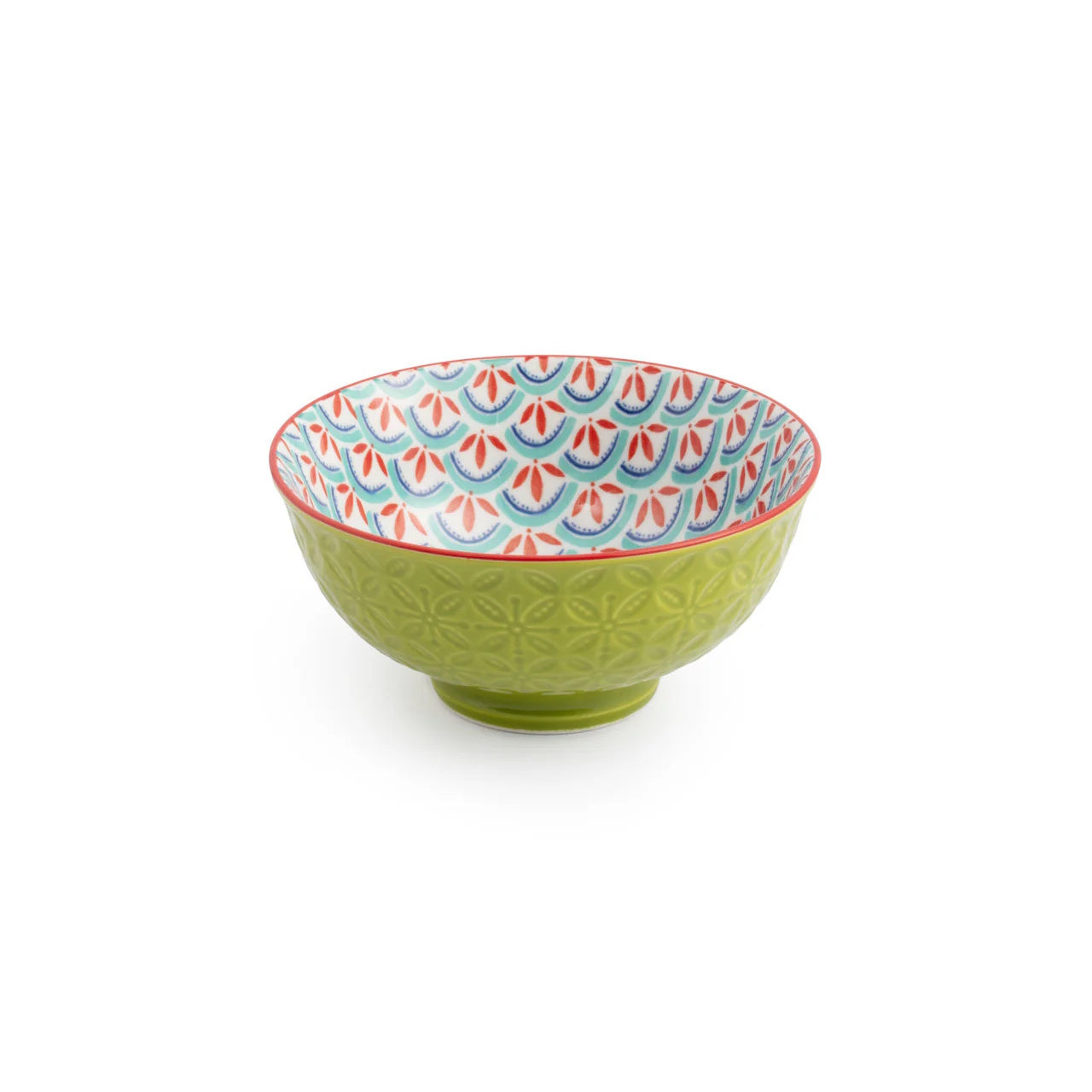Mikasa Stoneware Nibble Bowl 12cm Green & Blue Geometric