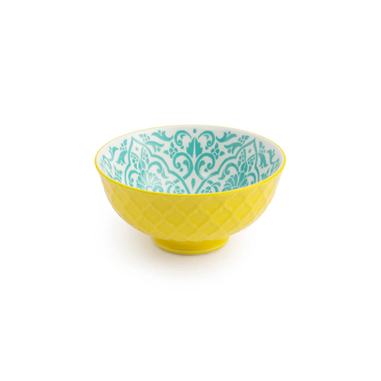 Mikasa Stoneware Nibble Bowl 12cm Yellow & Blue Geometric