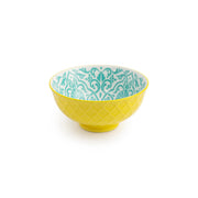 Mikasa Stoneware Nibble Bowl 12cm Yellow & Blue Geometric