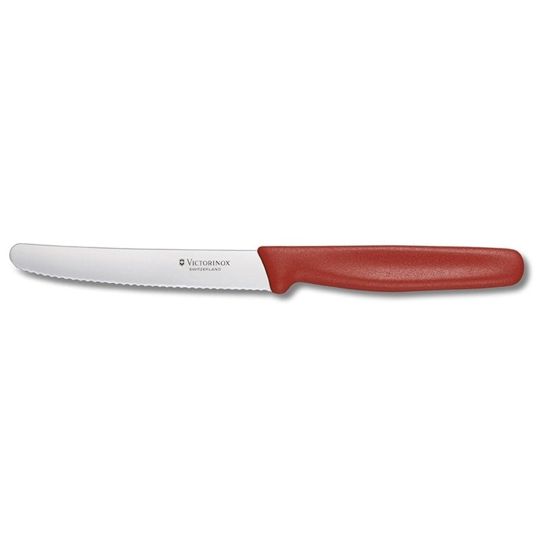 Victorinox Steak and Tomato Knife Round Tip Wavy Edge 11cm Red
