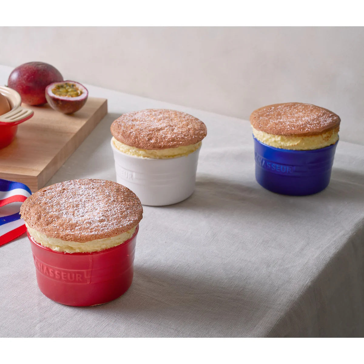 Chasseur 3-Piece Ramekin Set Matte Finish - Blue / White / Red