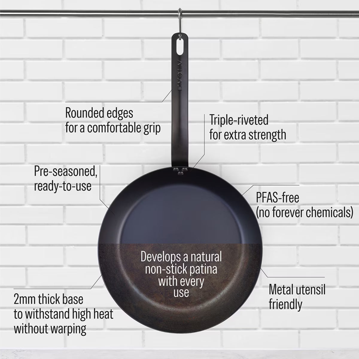Evolv Pre-seasoned Carbon Steel Fry Pan 32cm
