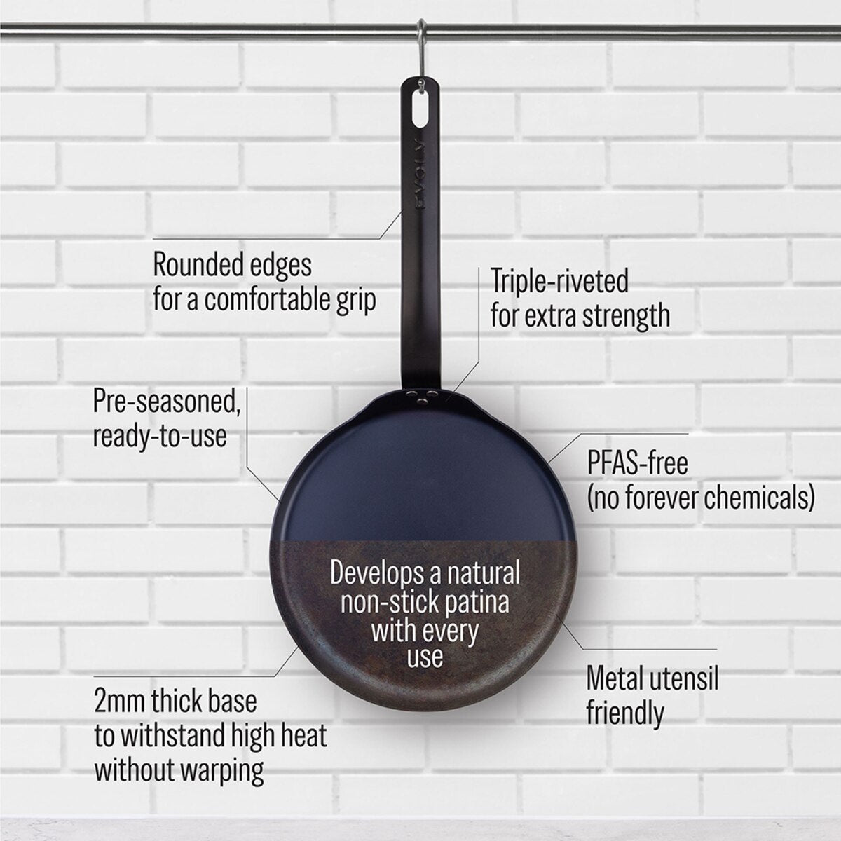 Evolv Pre-seasoned Carbon Steel Crêpe Pan 24cm