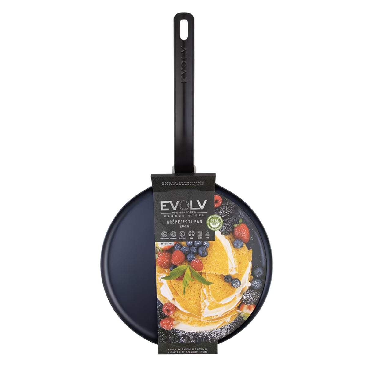 Evolv Pre-seasoned Carbon Steel Crêpe/Roti Pan 28cm