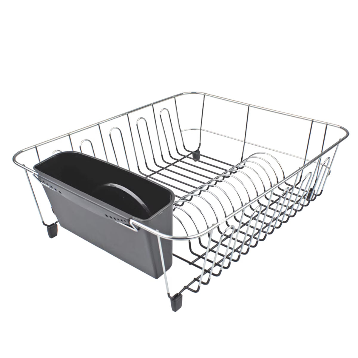D.line Large Dish Drainer Chrome/Pvc W/ Caddy - Charcoal
