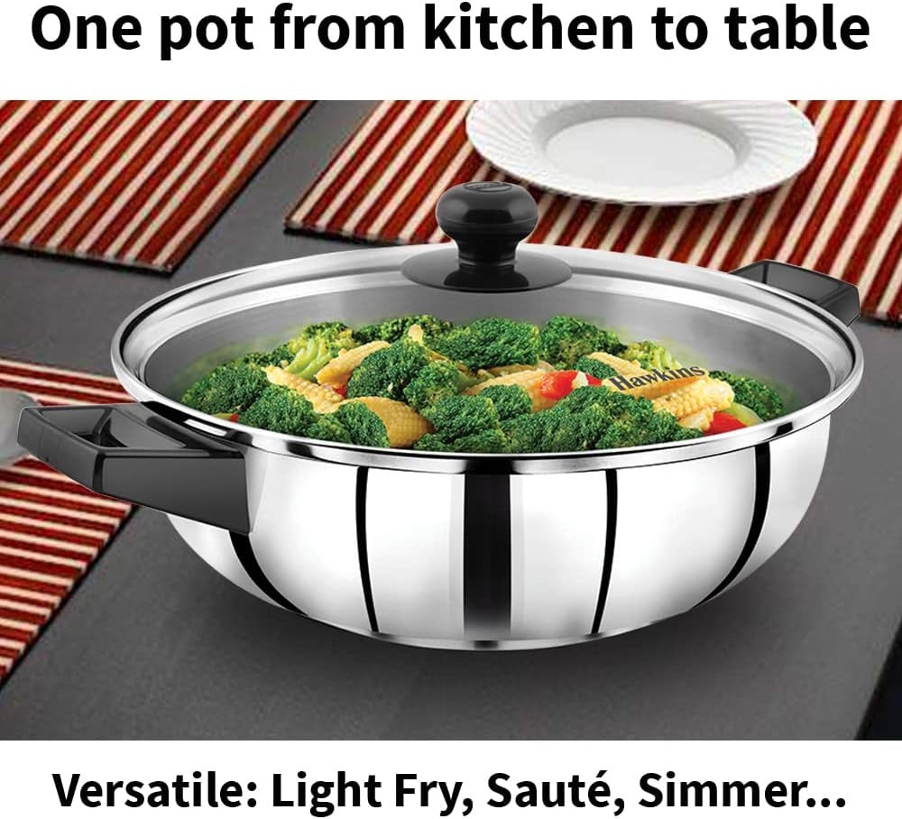 Hawkins Staineless Steel CnS Frying Pan w/G Lid SSF3LG