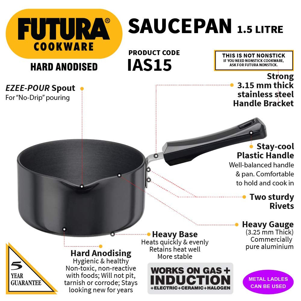 Hawkins Futura 1.5 Litre Saucepan Hard Anodised IAS15