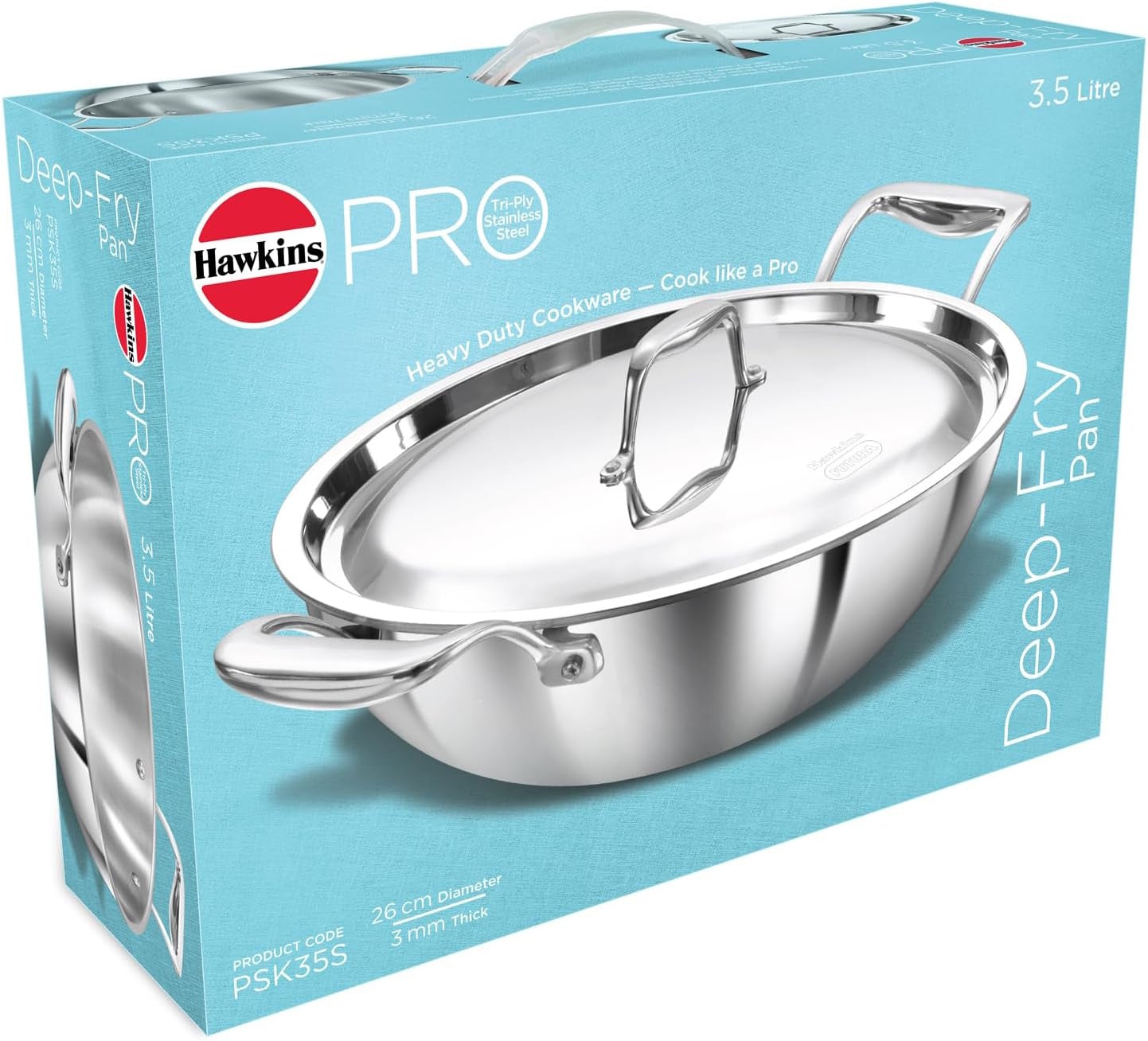 Hawkins Pro Deep- Fry Pan Triply Stainless Steel 3.5L PSK35S