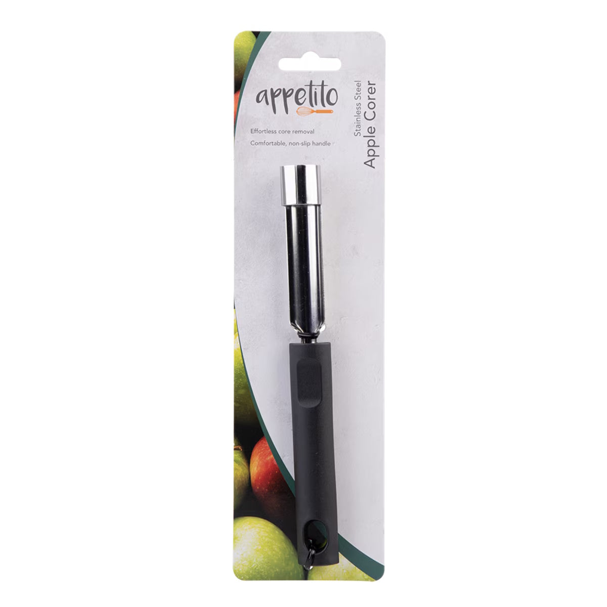 Appetito Stainless Steel Apple Corer W/ Black Handle