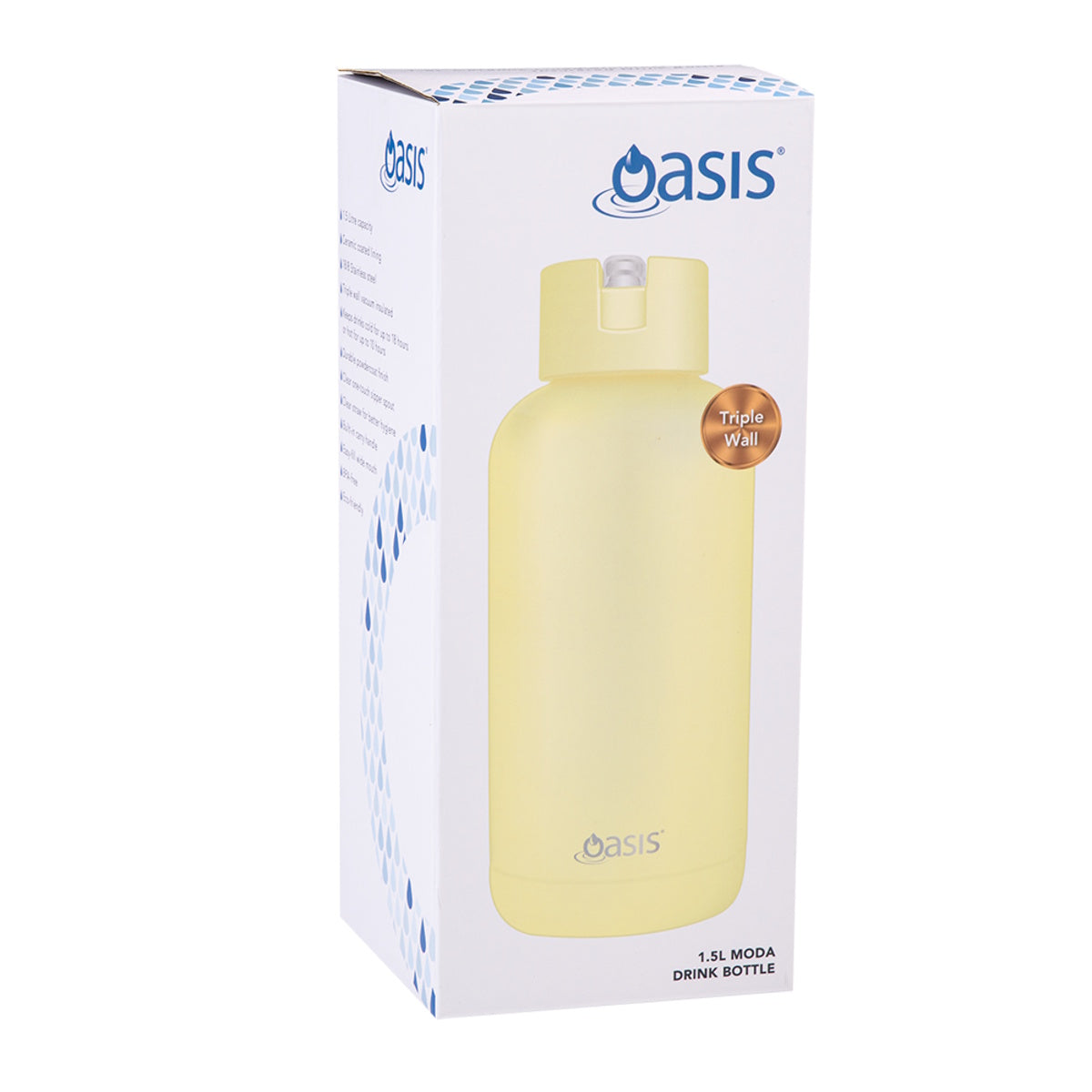Oasis Moda Ceramic Lined S/S Triple Wall Ins. Drink bottle 1.5l (Daffodil)