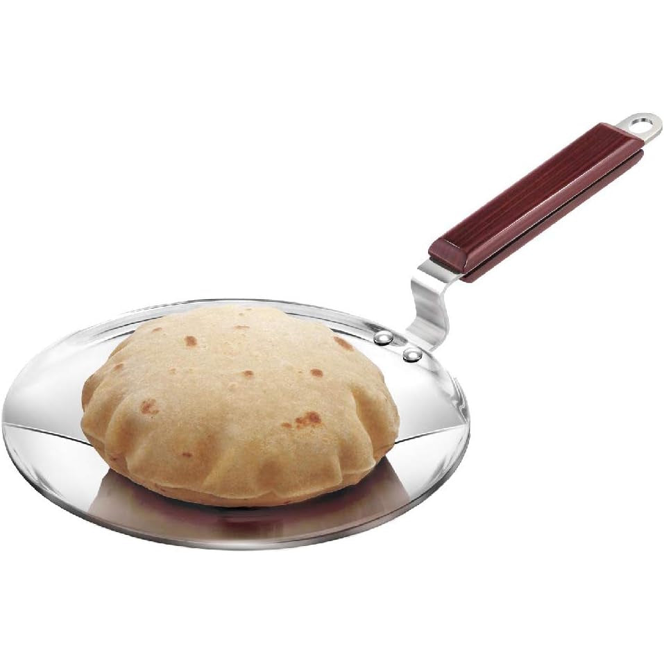 Hawkins Tri-Ply Stainless Steel Tava with Wooden Handle, 24 cm SSTV24