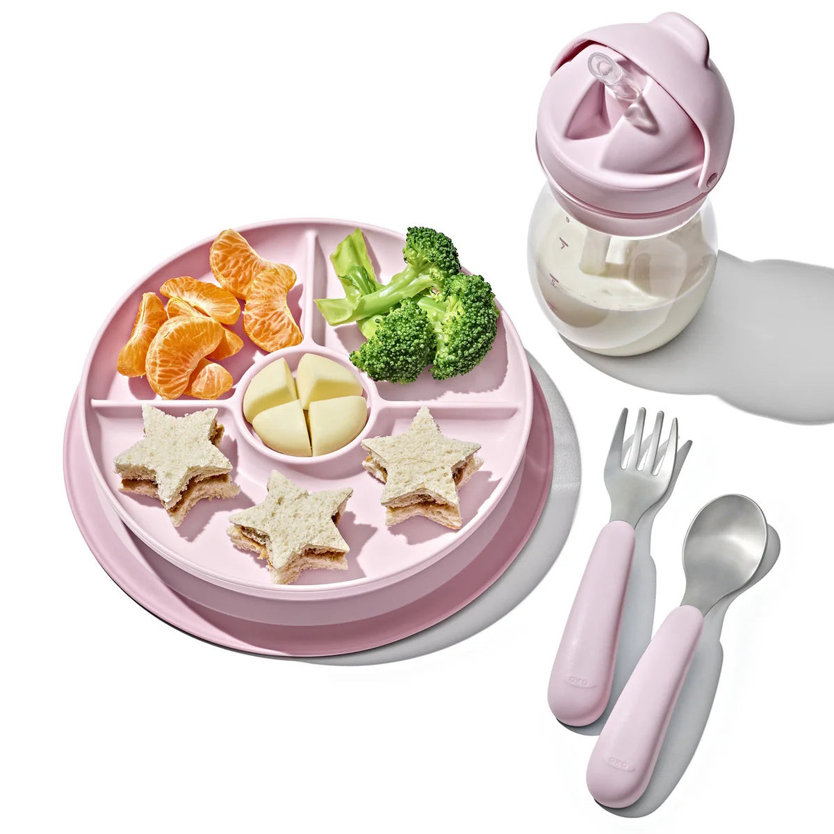 Oxo Stick & Stay Divided Plate - Blossom
