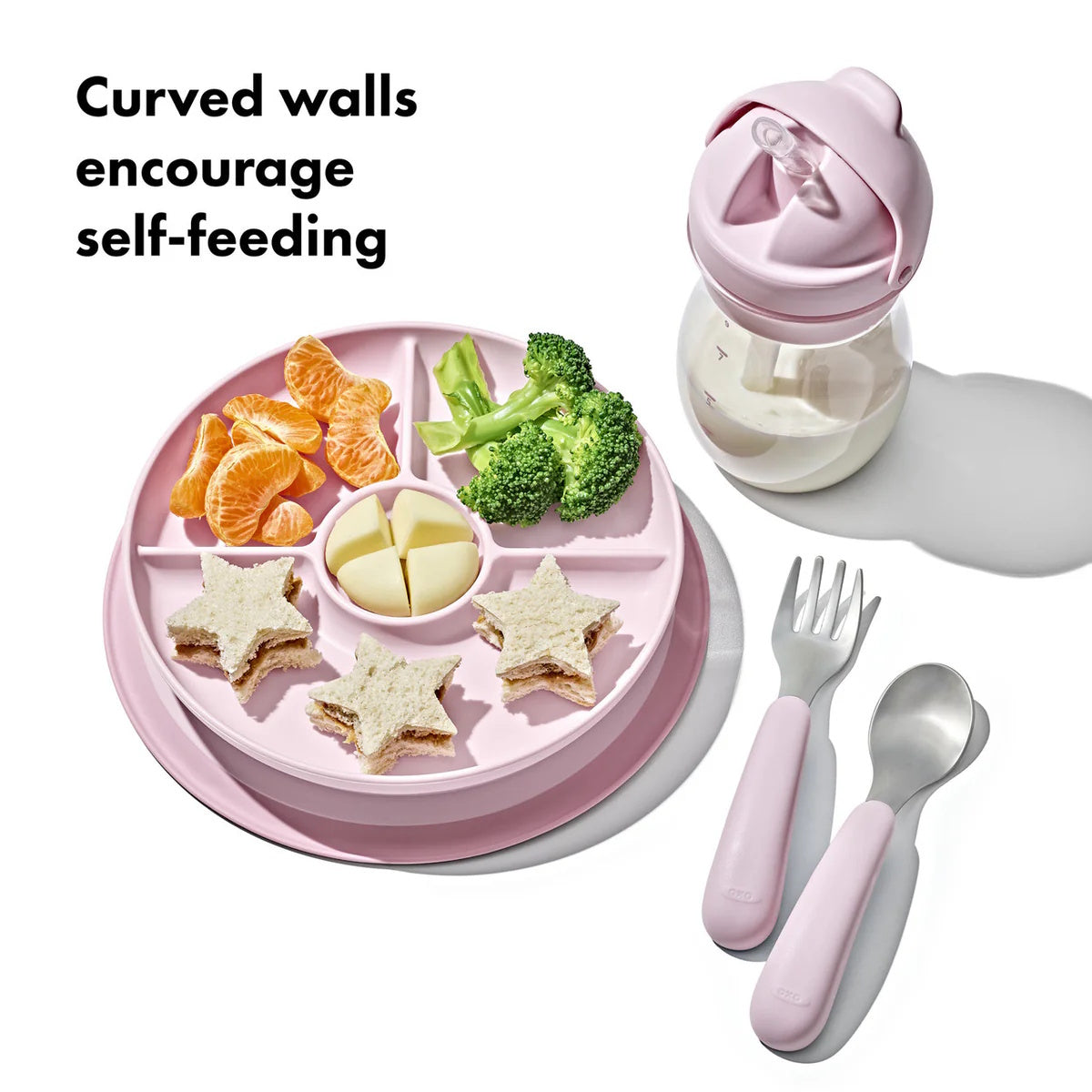 Oxo Stick & Stay Divided Plate - Blossom