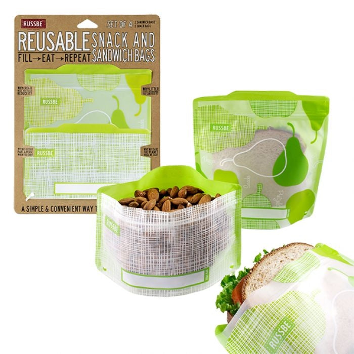 Russbe Snack/sandwich Bags Set 4 - Pear Linen