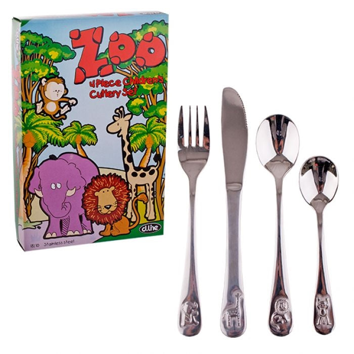 D.line 4 Piece 18/10 Kids Cutlery Set - Zoo